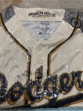 Brooklyn Dodgers Cream & Navy Baseball Jersey